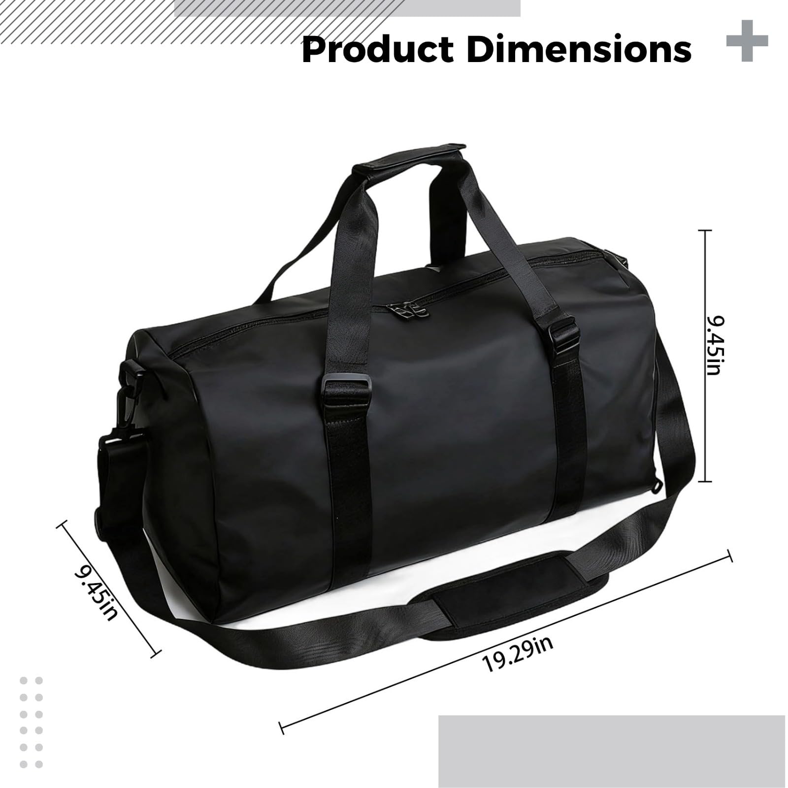 Torba podróżna, 20-30 l, czarna, 19,3 cala/49 cm, dla mężczyzn, lekka torba na siłownię z rękawem na kółkach, torba podręczna na podróż, siłownię, do uprawiania sportu