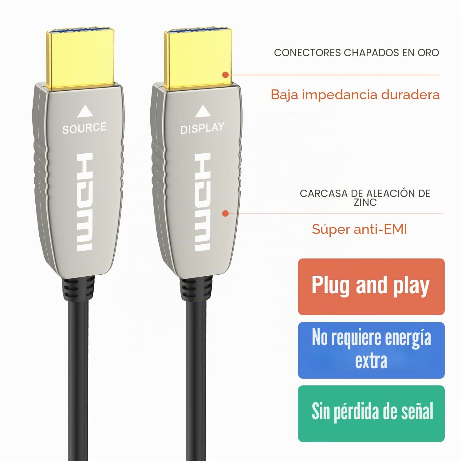RUIPRO Cable HDMI 2.0b de fibra óptica ultrafino, 4K@60Hz, HDR/ARC, 10 m | La fibra óptica reduce interferencias frente al cobre para ofrecer gaming 4K estable y experiencia fiable de cine en casa