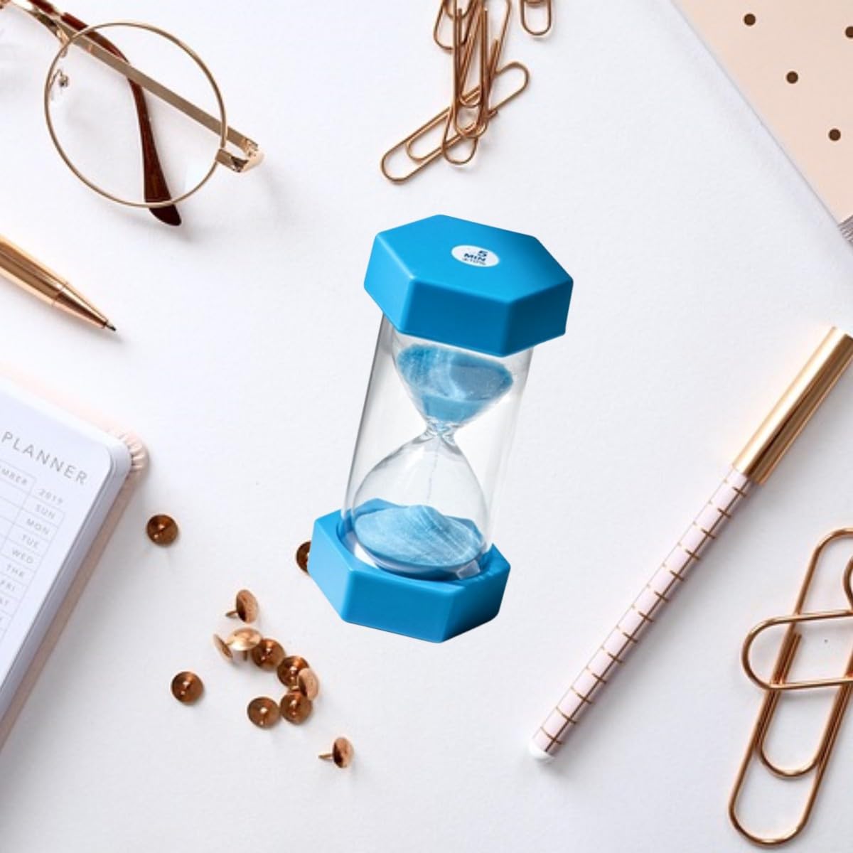 Hourglass Timer 5 Minute Visual Kitchen Timer Blue Hourglass Sand Clock 6.5 * 13 cm Student Study Hourglass Timer Time Management Shower Brushing Teeth Home Office Decoration Present Giving - Image 2