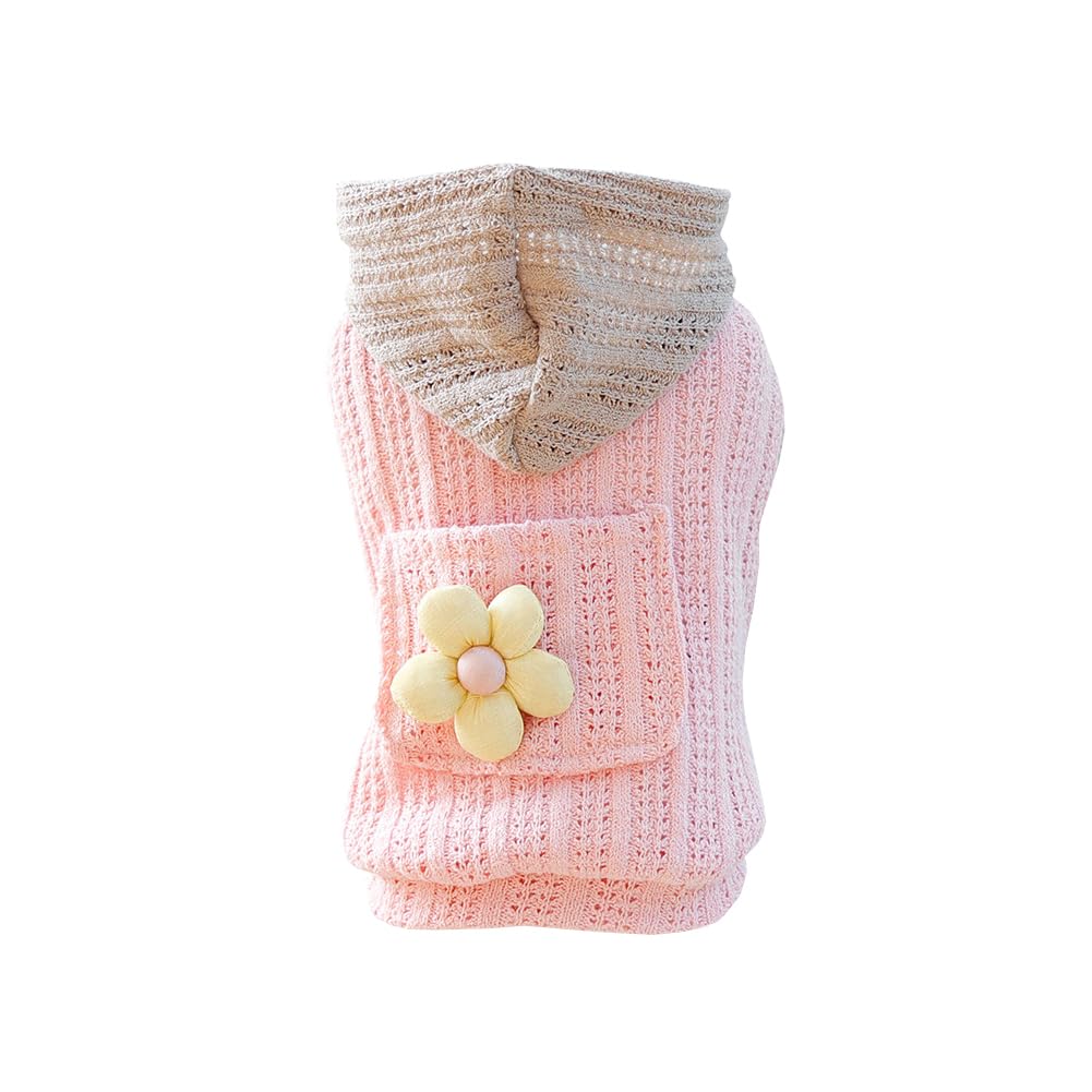 LRANOLWXV Small Flower Pet Knitted Hoodie Two Legged Hollow Out Dog Base Sweater Soft Comfortable Dog Pullover for Indoor Outdoor