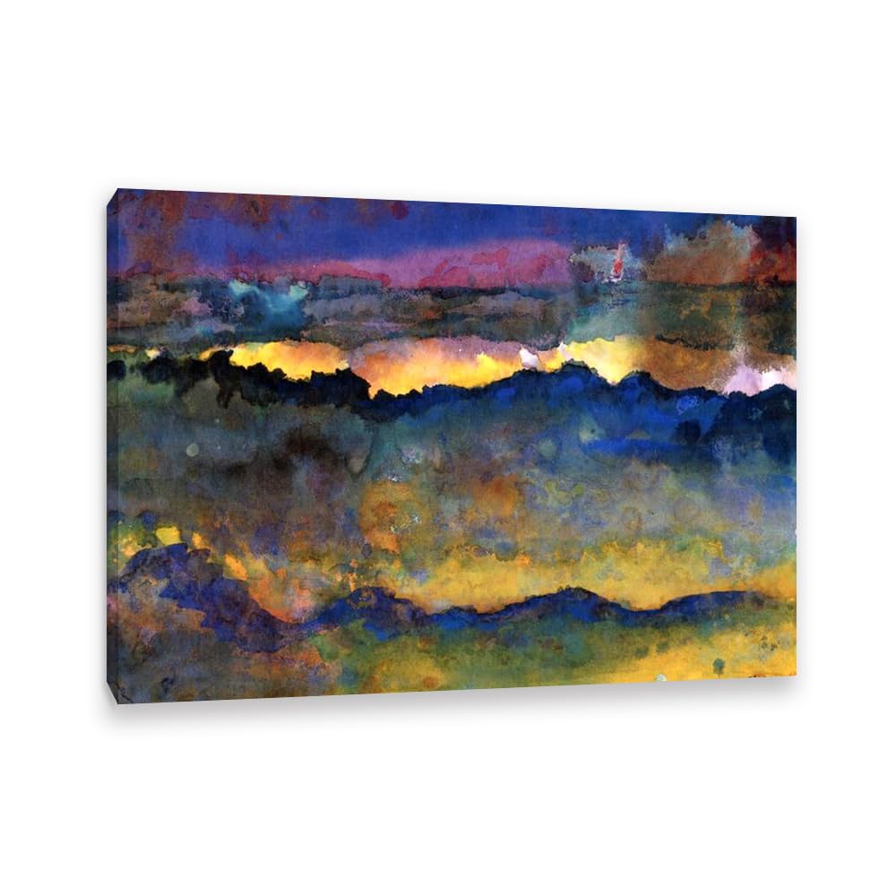 RXNHGJDS Emil Nolde Seascape Canvas Wall Art Ocean Expressionist Abstract Ocean Poster Emil Nolde Artwork Wall Decor for Living Room Bedroom Office Home Decor100x70cm(33x28in) Frame