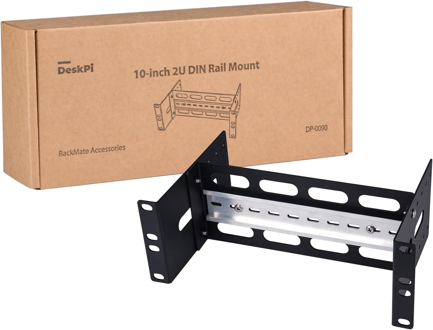 GeeekPi 10inch 2U Adjustable DIN Rail Mount Bracket for DeskPi RackMate T1/T0/T2/T0 Plus/T1 Plus/TL1, Compatible with 35mm Industrial Network Devices and 10 inch Server Rack Cabinet
