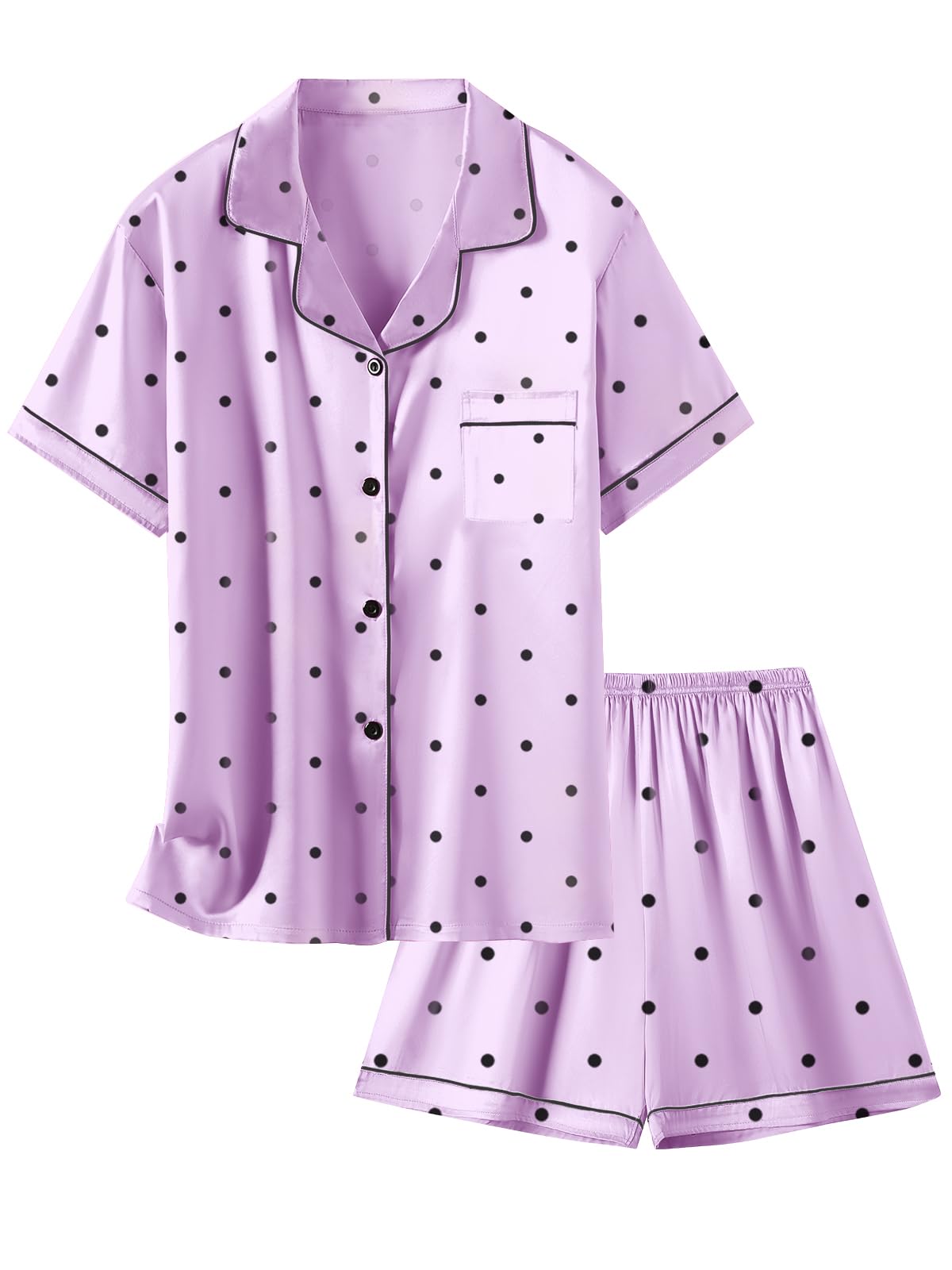 Girls &amp; Womens Satin Pajamas Set, Silk Button-Down Sleepwear 2 Piece Nightwear, 3 Years - Women XXL