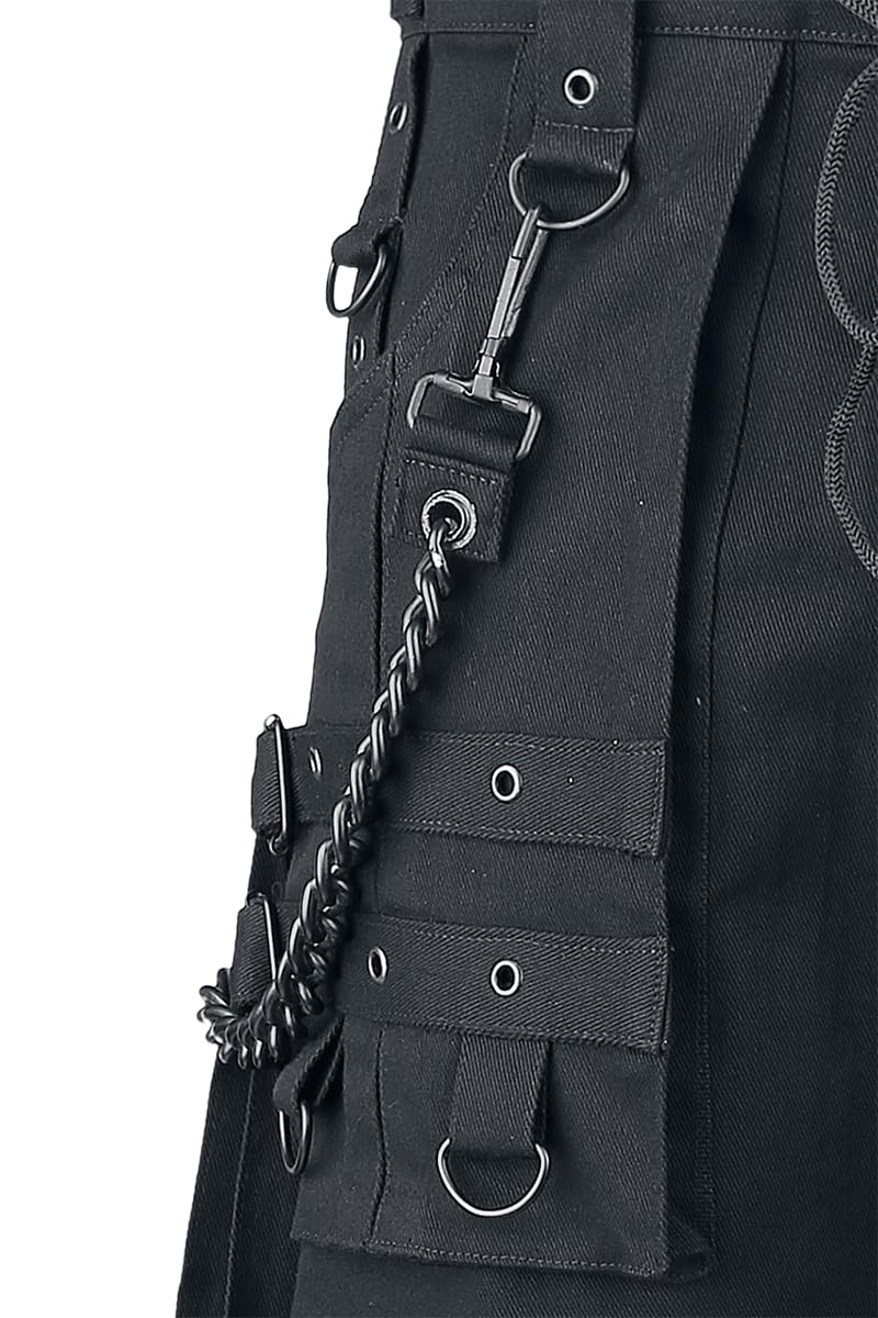 Gothicana by EMP Herren Schwarze Cargohose mit Nieten und Ketten