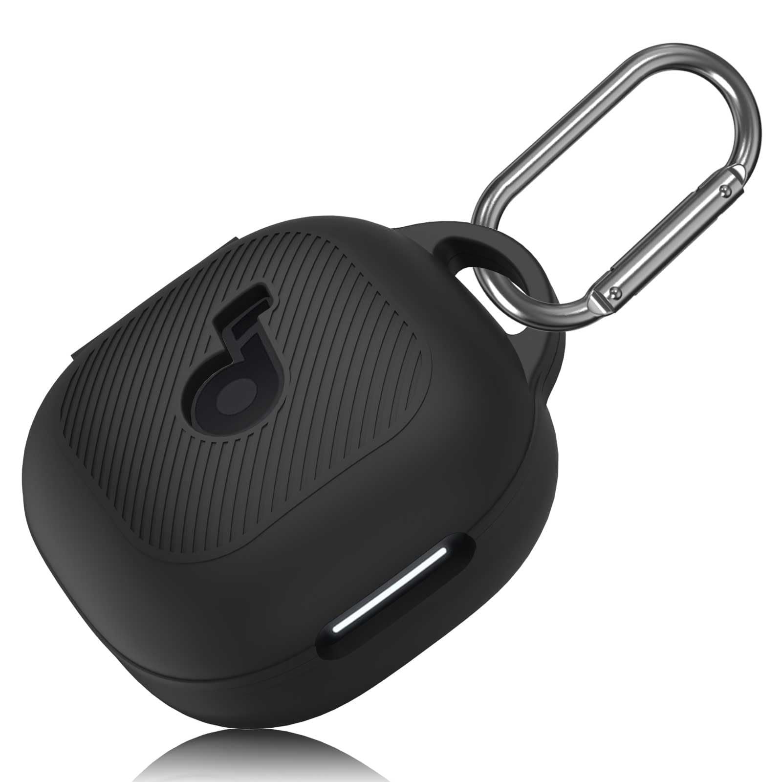 Compatible with Anker Soundcore P40i Case Cover, Soft Silicone Case for Soundcore P40i, Shockproof Protective Skin Cover for Anker P40i Wireless Earbuds, with Carabiner (Black)