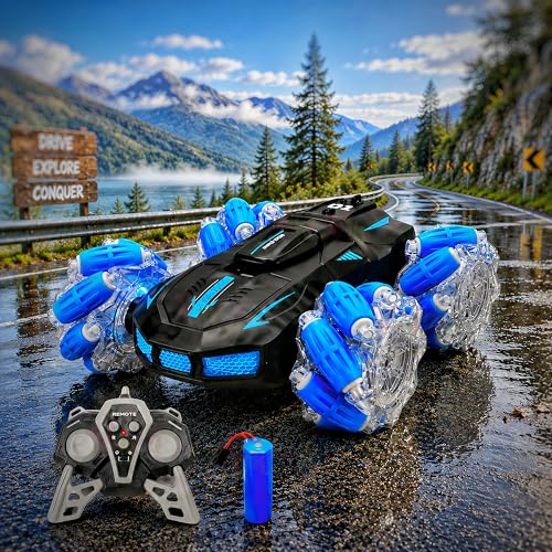 Image of VikriDA 2.4GHz Remote Control Extreme Drift Stunt Car for Kids | 360 Degree Limit Drift Car, Left & Right Rotation - Blue