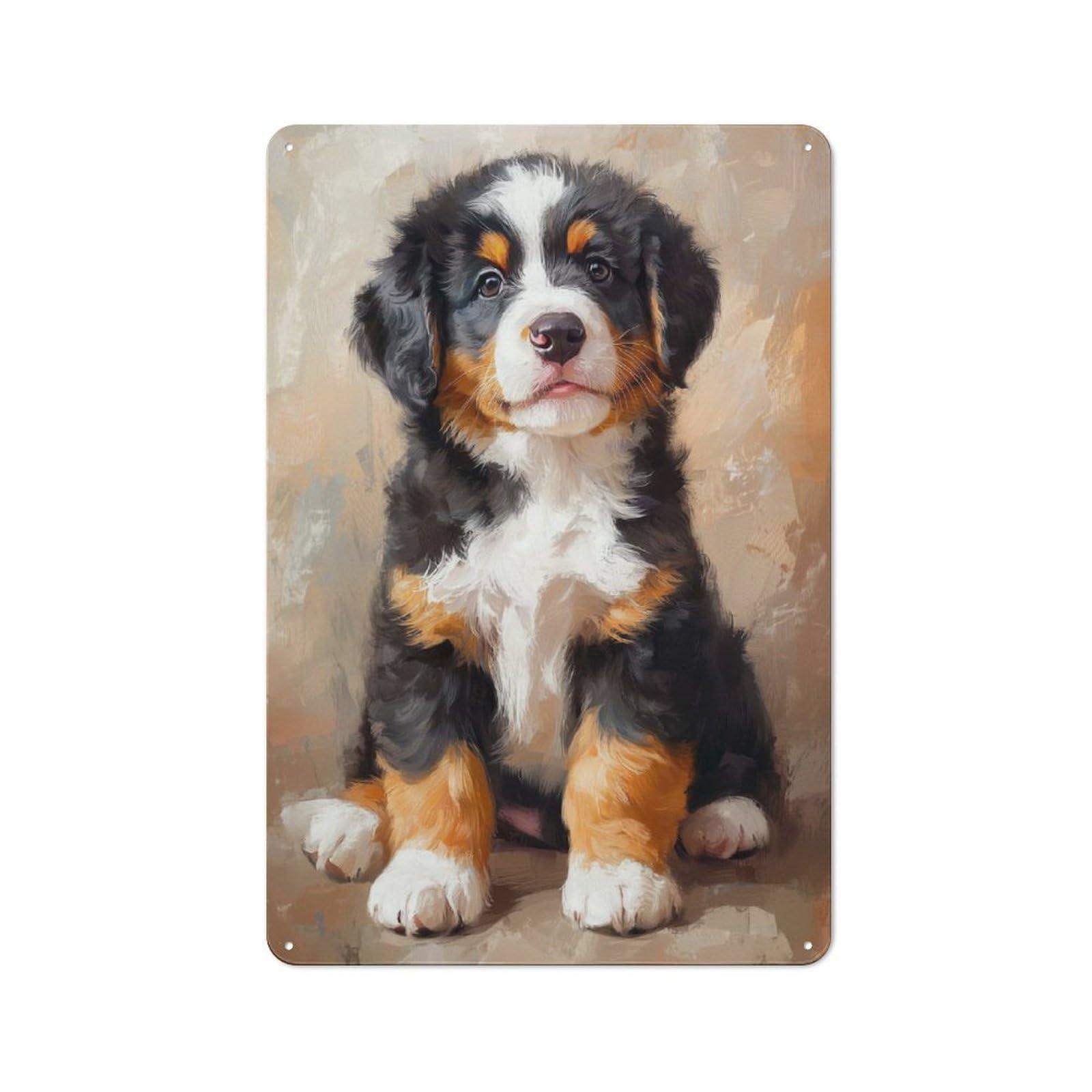 Junmoney Bernese Mountain Dog Puppy 30X20cm Vintage Tin Sign With For Hobby Room Or Studio, For Winter Interiors And Metal Sign Collectors