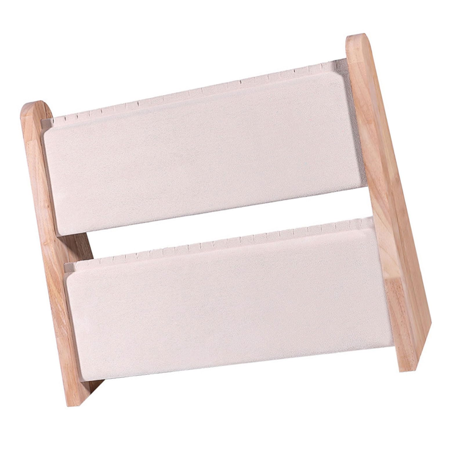 Yrohgkpn Beige Practical Sturdy Wood Necklace Holder Vertical Jewelry Storage Rack For Artistics Craft Supplies Double Tiers Jewelry Rack