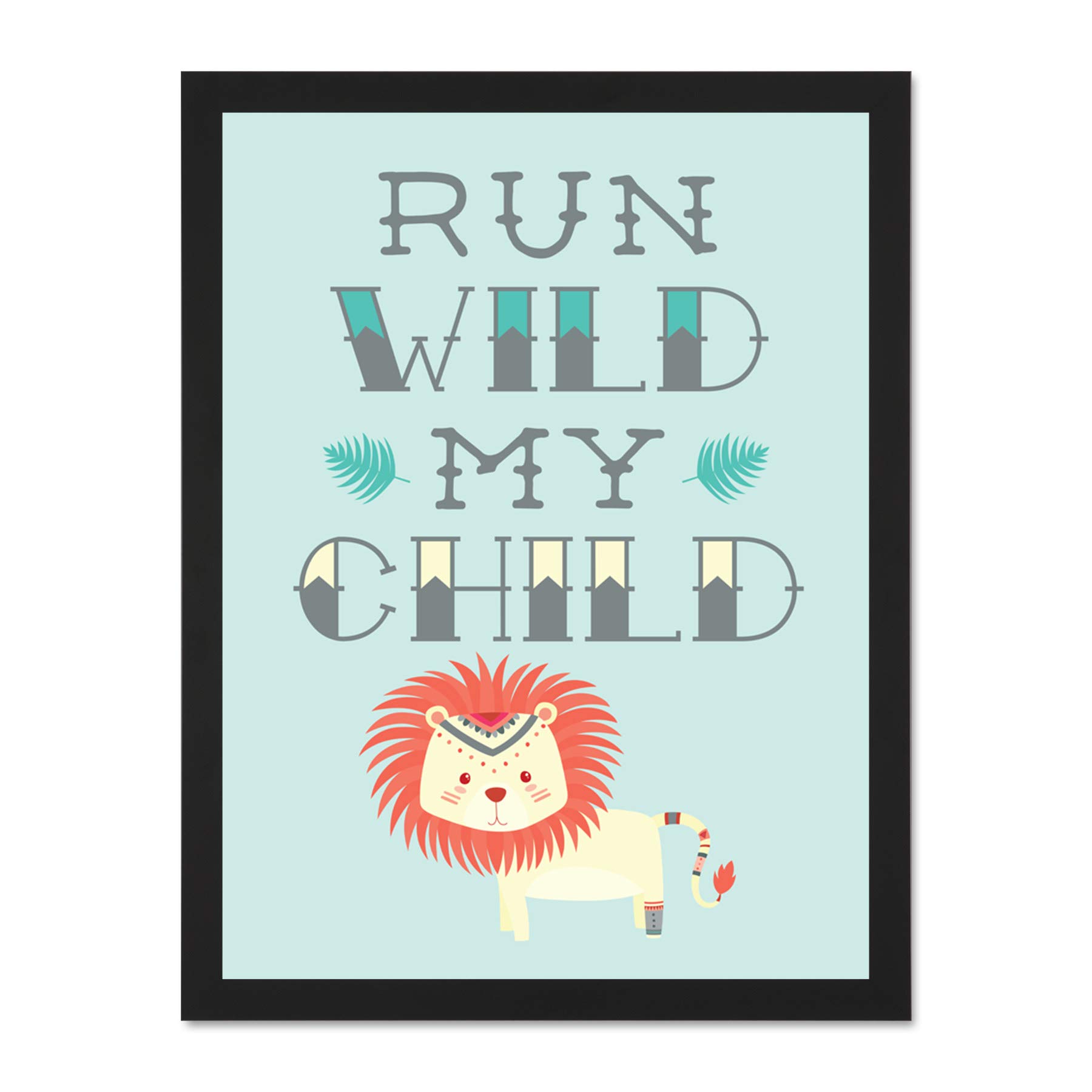 Kids Run Wild My Child Pastel Lion Large Framed Art Print Poster Wall Decor 18x24 inch