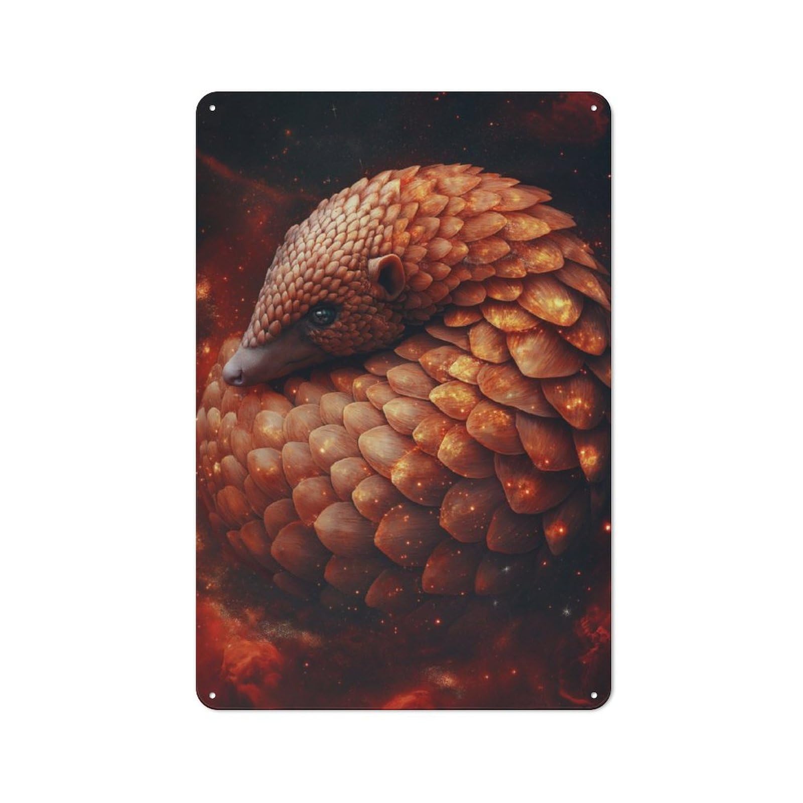 Junmoney Pangolin In Space Decorative Metal Sign 30X20cm, Creative Studio Wall Plaque For Hobby Room, Office, Lounge Or Living Room