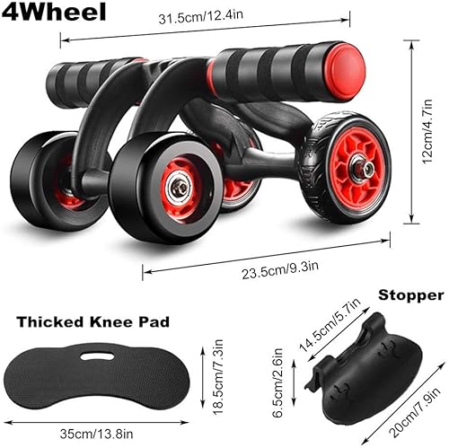 Miniatura 2 de KEREITH Rodillo de abdominales para entrenamiento de abdominales, rueda de abdominales, equipo de ejercicio para gimnasio en casa