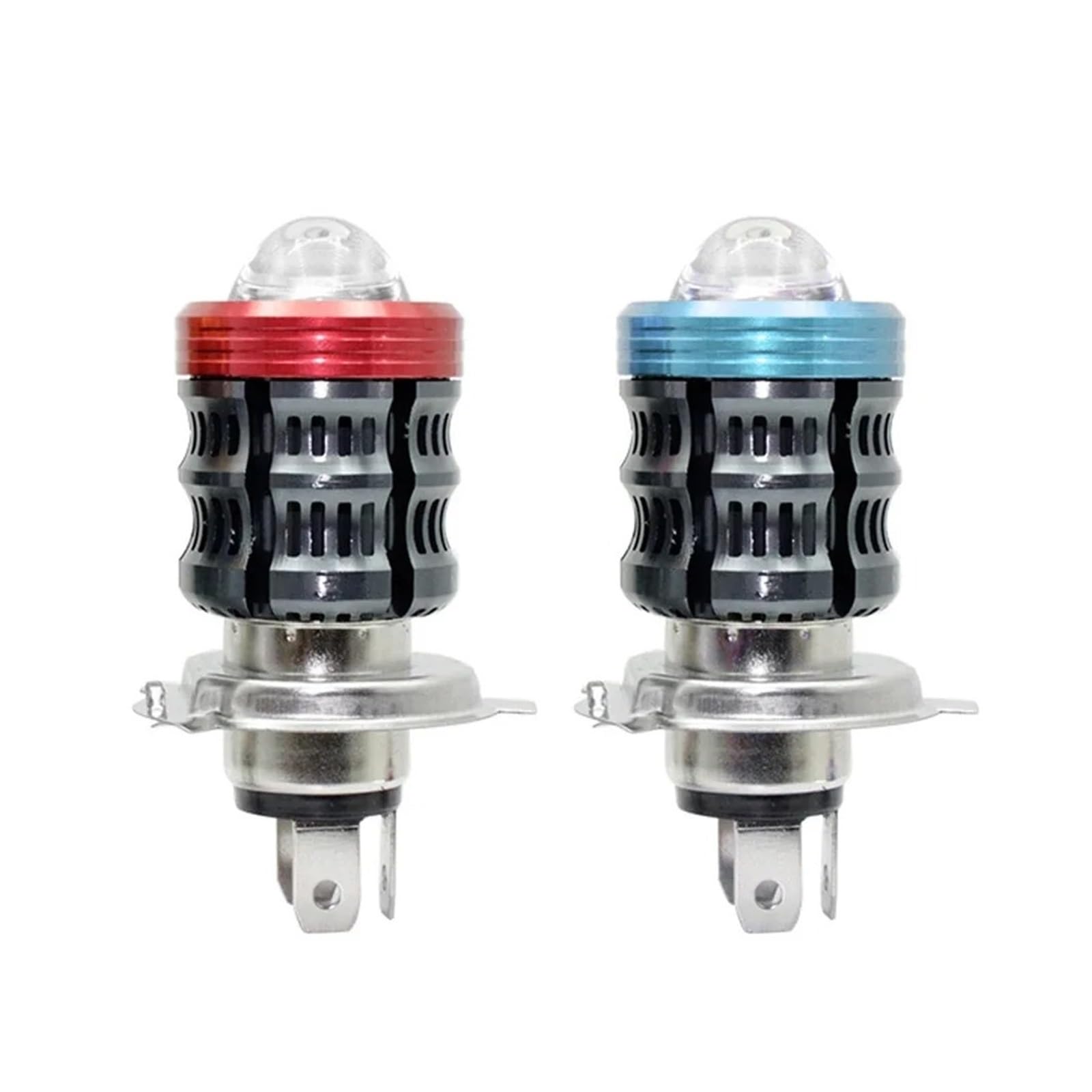 SANCAK Phare De Moto Lentille Led Stroboscopique H4 BA20D Bleu/rouge Phare Moto Scooter Ampoule Accessoires Pour DRL(A White Yellow)