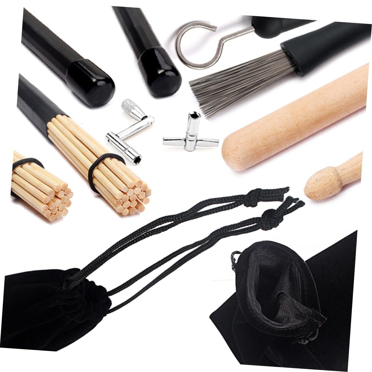 VANZACK 1 Set Drum Kit Tuning Key with Drumsticks Clean Brush for Musicians Beginners Students Portable Practical Design for Easy Use