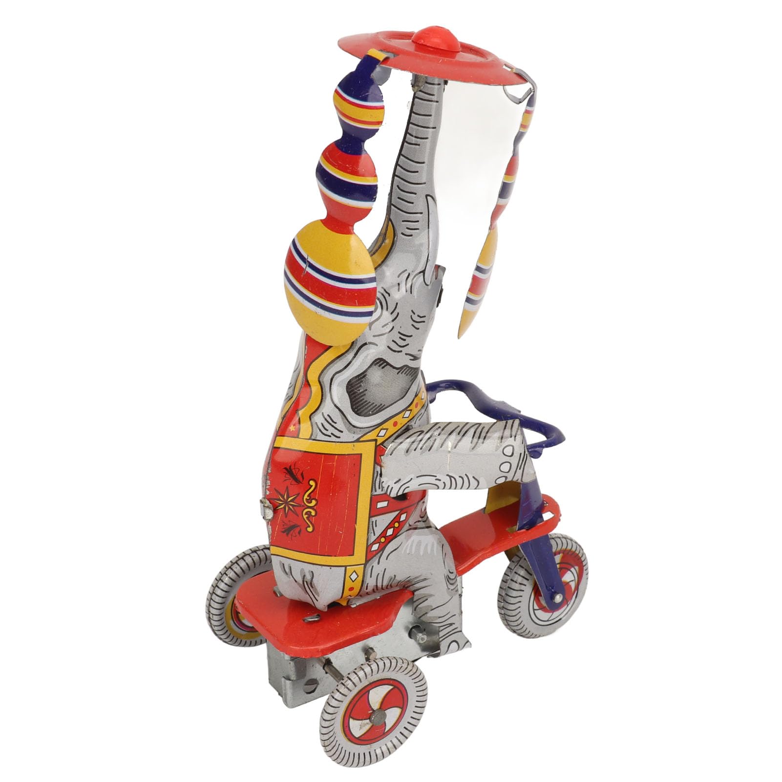 Elephant On Tricycle Tin Toy Retro Iron Handcrafted Clockwork Toy for Collectors and Nostalgia Lovers