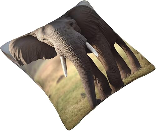 Miniatura 2 de Funda de almohada con estampado de elefante, cuadrada, suave, para decoración del hogar, sala de estar, cama, sofá, automóvil, 18 x 18 pulgadas