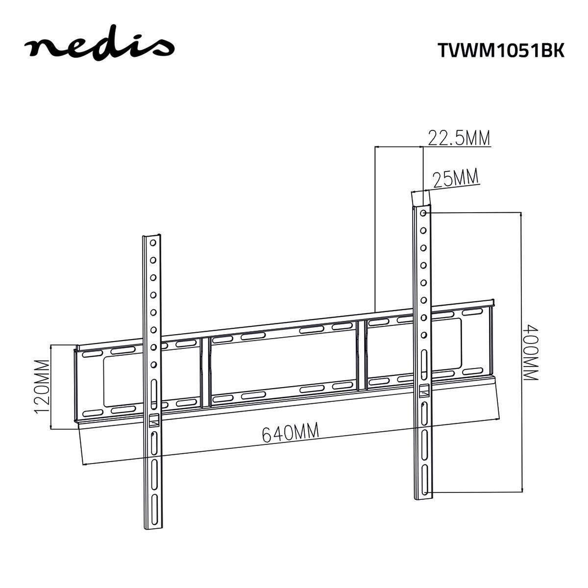 Nedis Fixed TV Wall Mount, Ultra Slim Design 23 mm From Wall, Fits 37-70” Screens, VESA 100x100 to 600x400, Max Load 35kg - Image 3