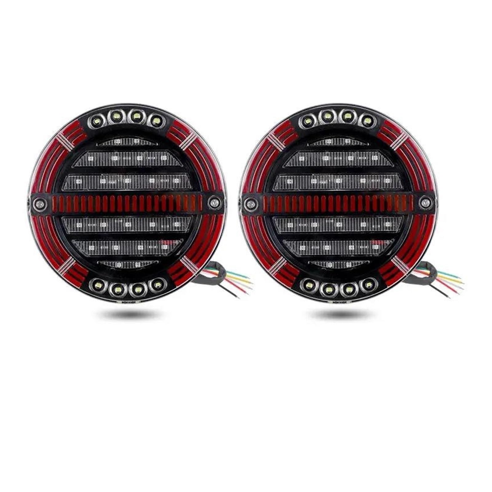 Luz Matrícula Luz Trasera LED Redonda 5,5 Pulgadas Freno secuencial Giro y Marcha atrás para Coches Camiones remolques Tractores Furgonetas 12 V y 24 V. Reemplazo Luces Traseras