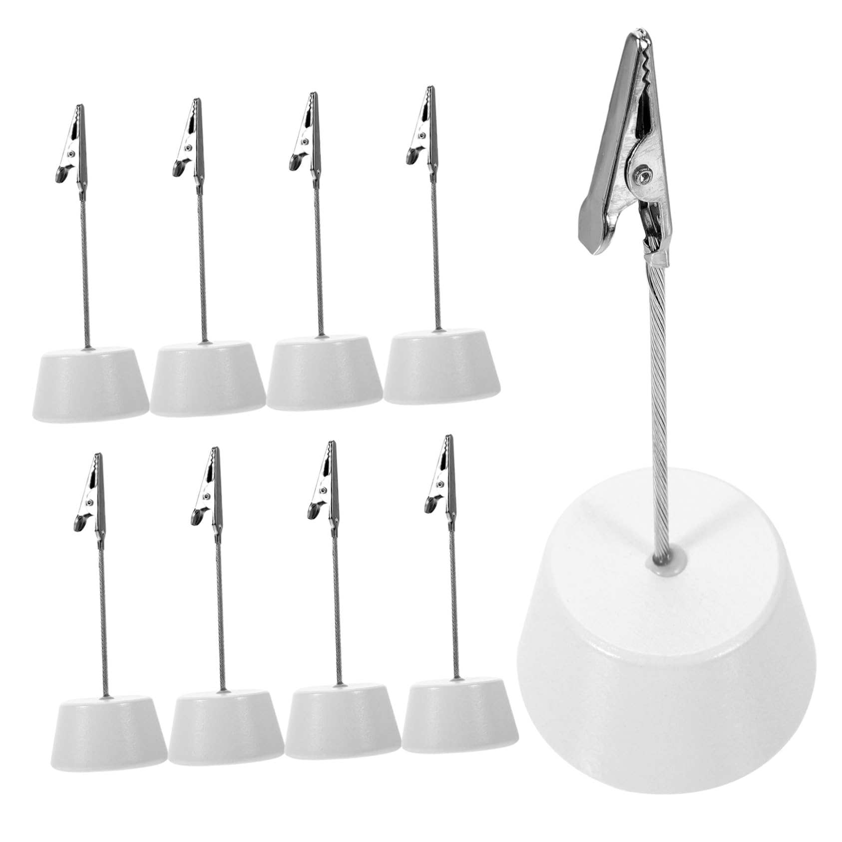 Cabilock 10Pcs Wooden Photo Clips with Base Multi Function Memo Holders for Office Decor Desk Organization for Displaying Photos Notes