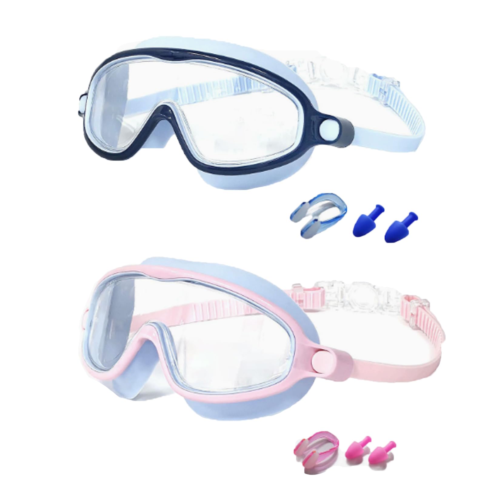 Alevez Tibatoes Goggles, with Nose Clip and Ear Plugs, No Leak Swim Goggles 2PCS (G)
