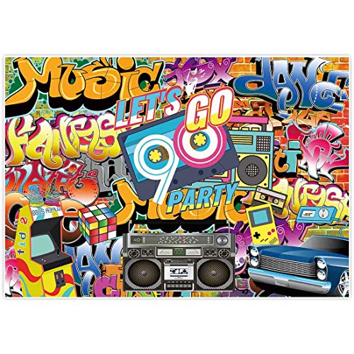 Allenjoy 7x5ft Let's Go 90s Party Backdrop Favors Back to Retro Radio Hip