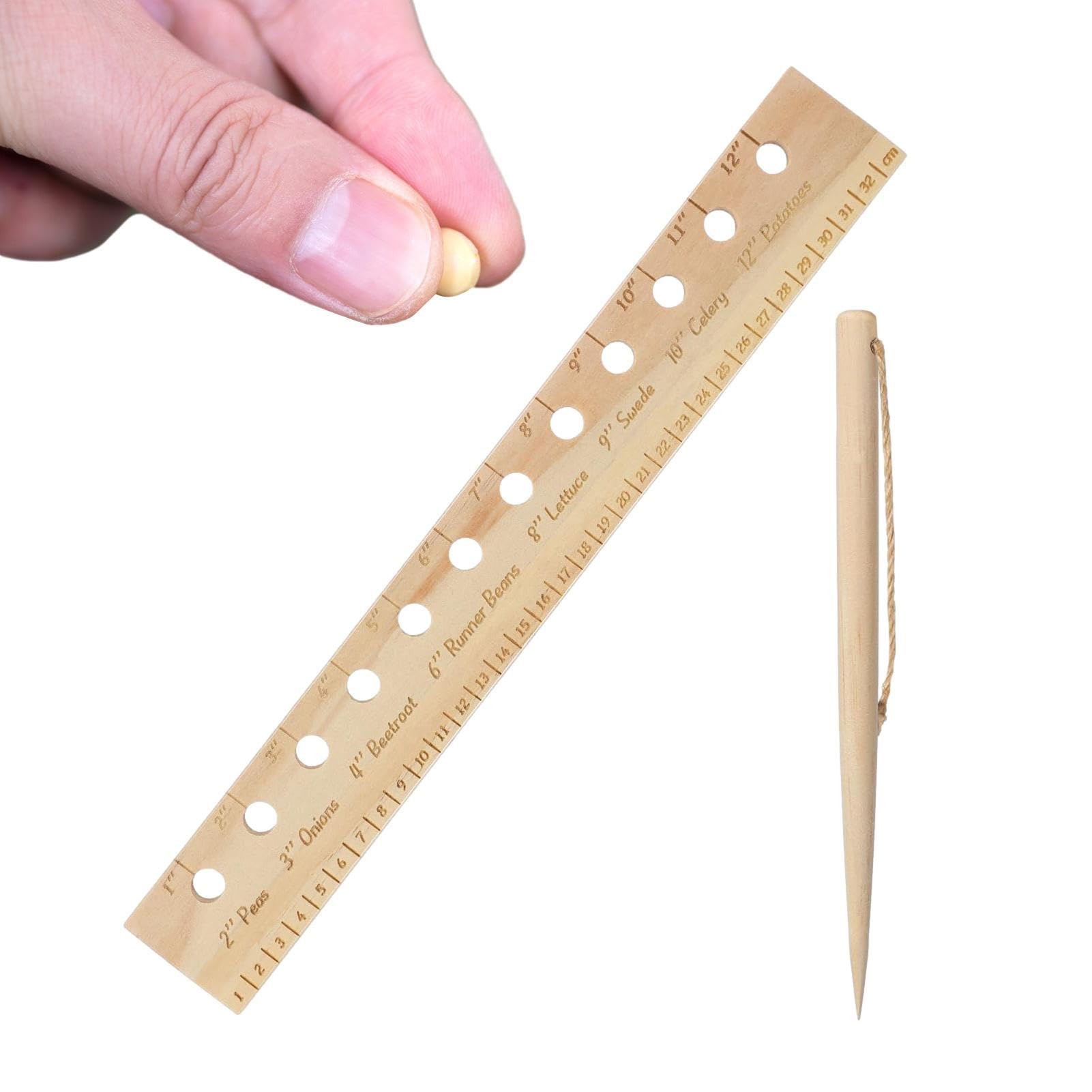 Spacer Tool Seeder Planting Ruler, Wooden Plant Ruler, Garden Template for Perfect Seeding, Dibber Spacing Tool for Vegetable Gardens and Precision Gardening