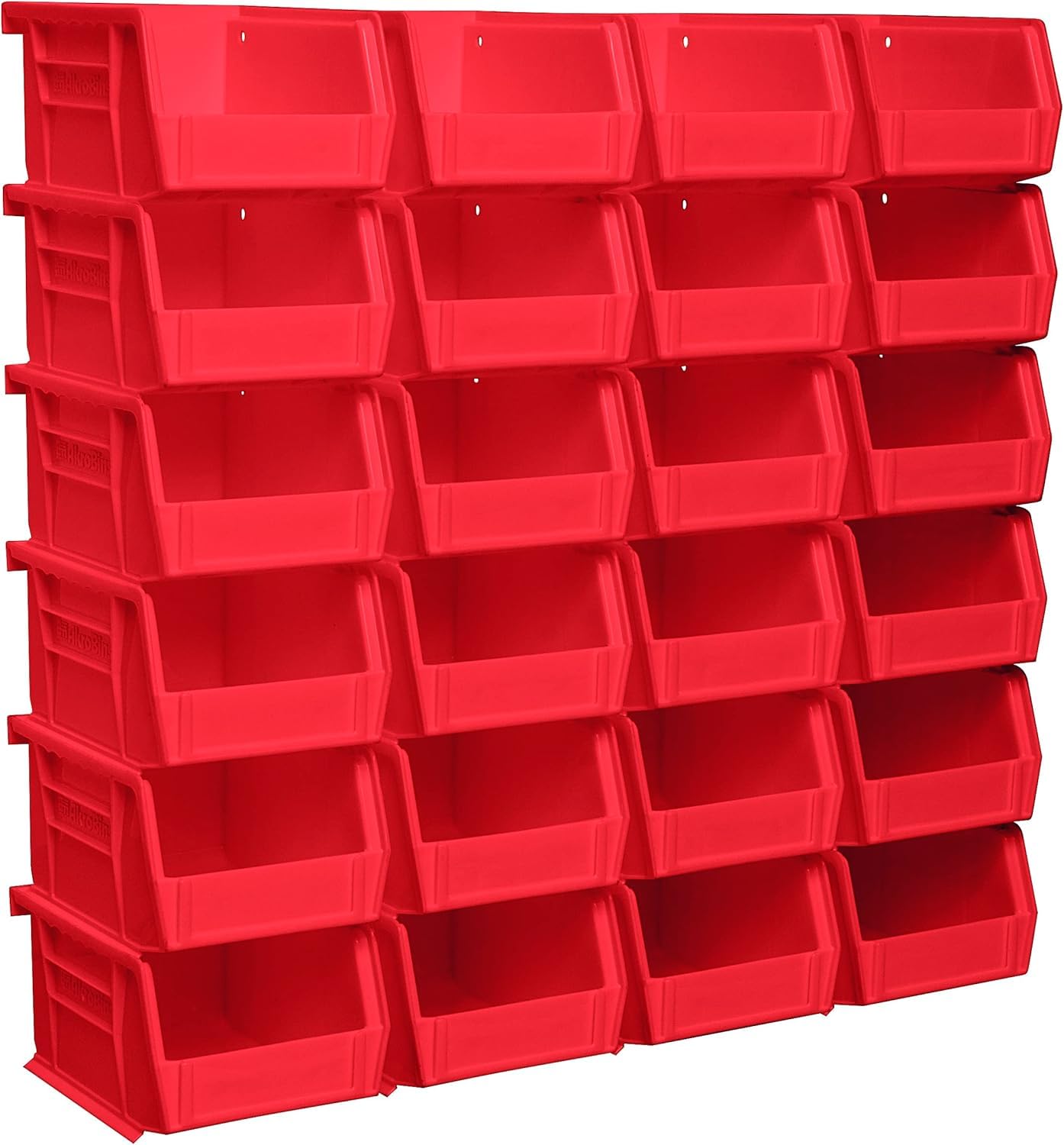 Akro-Mils 30210 AkroBins Plastic Storage Bins, Space-Saving Stackable Bins for Garage, Pantry, Craft Organization, 12.7 cm x 10.16 cm x 7.62 cm, Red, 24-Pack