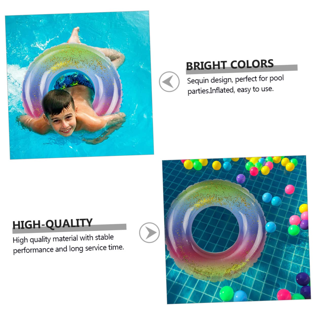 BESPORTBLE 1Pc Glitter Swim Ring Inflatable Pool Float for Summer Fun for Pool Parties and Outdoor Beach Activities Design with Long Lasting Performance