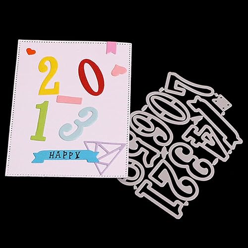 Miniatura 6 de Troqueles de corte de metal de números 0-9, troqueles para hacer tarjetas, manualidades de bricolaje, plantilla de grabado de acero al carbono,