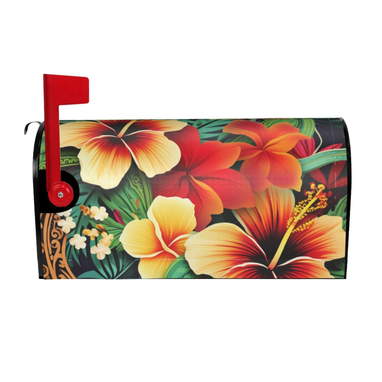 Hawaiian Style Print Pattern Mailbox Covers Magnetic Wraps Post Letter Box Cover Garden Home Decor 25.5x21 in