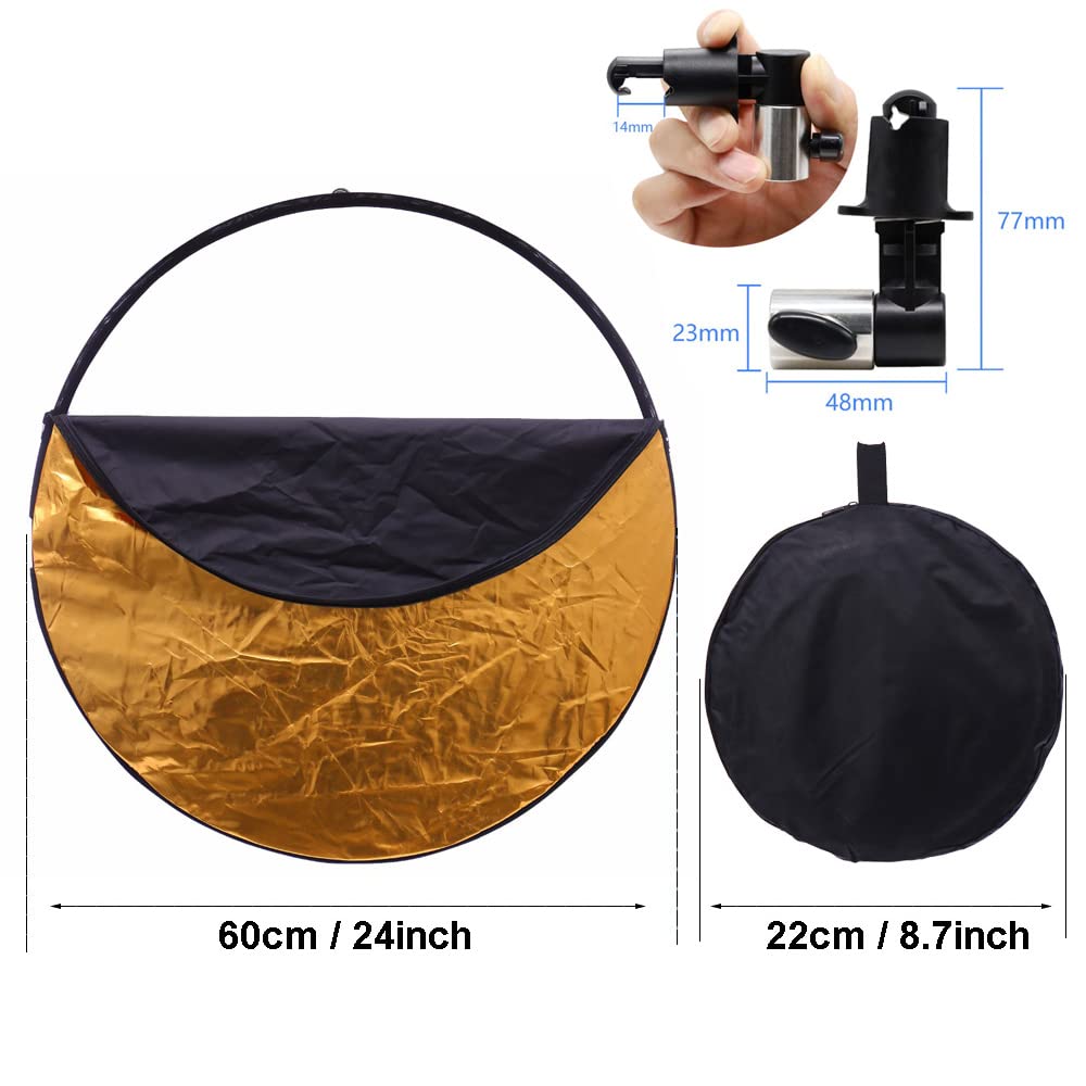 24" 60cm 5in1 Reflector Photography Collapsible Portable Light Diffuser