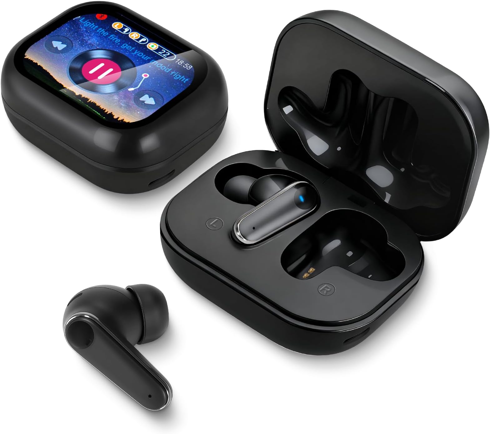 Wireless Earbuds -Touch Screen Earphones Bluetooth 5.4 In Ear Headphones Noise Cancelling HiFi 40H 6 EQ Modes, Waterproof Earphones Headphones Wireless ANC Ear buds for iPhone Android (Black)