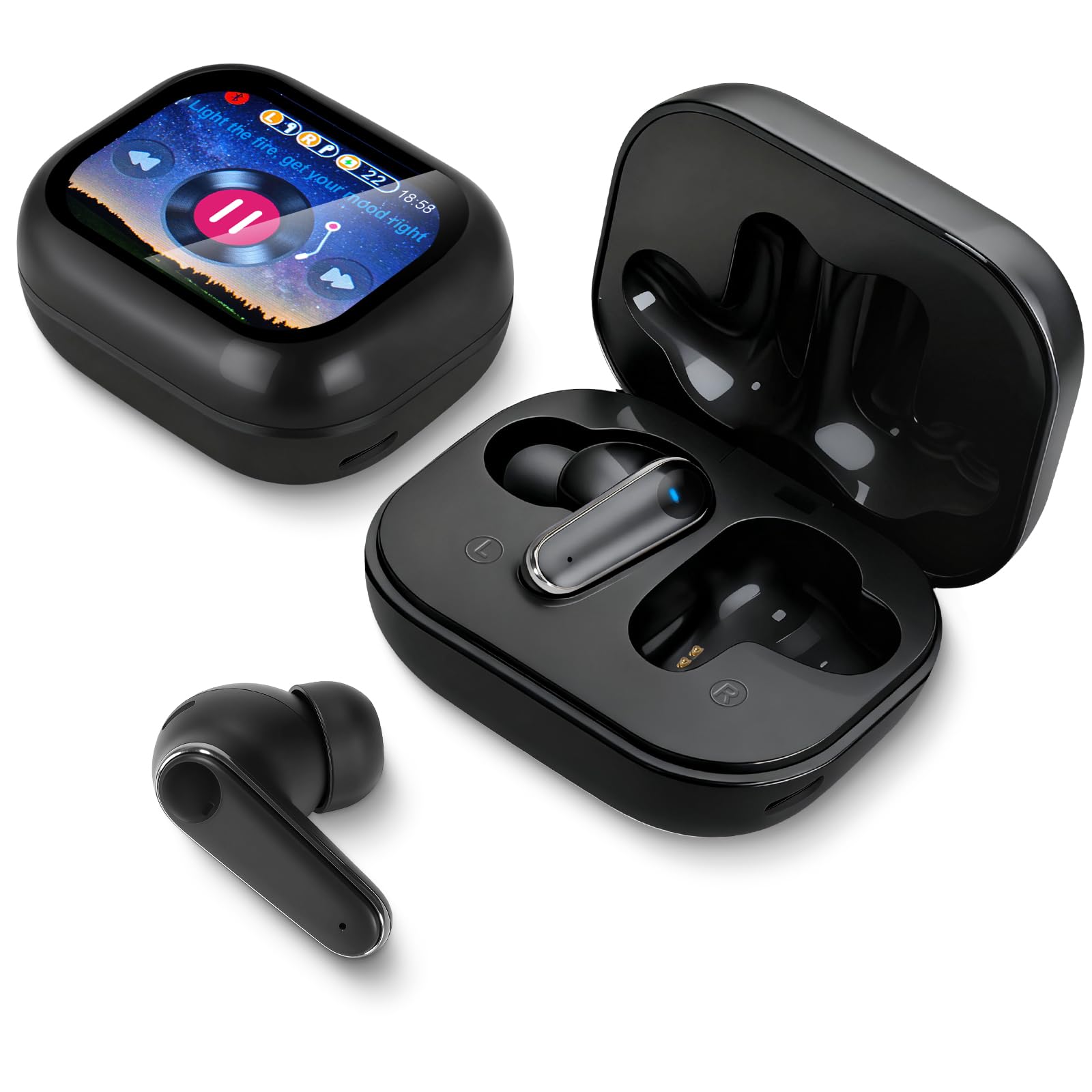 Wireless Earbuds -Touch Screen Earphones Bluetooth 5.4 In Ear Headphones Noise Cancelling HiFi 40H 6 EQ Modes, Waterproof Earphones Headphones Wireless ANC Ear buds for iPhone Android (Black)