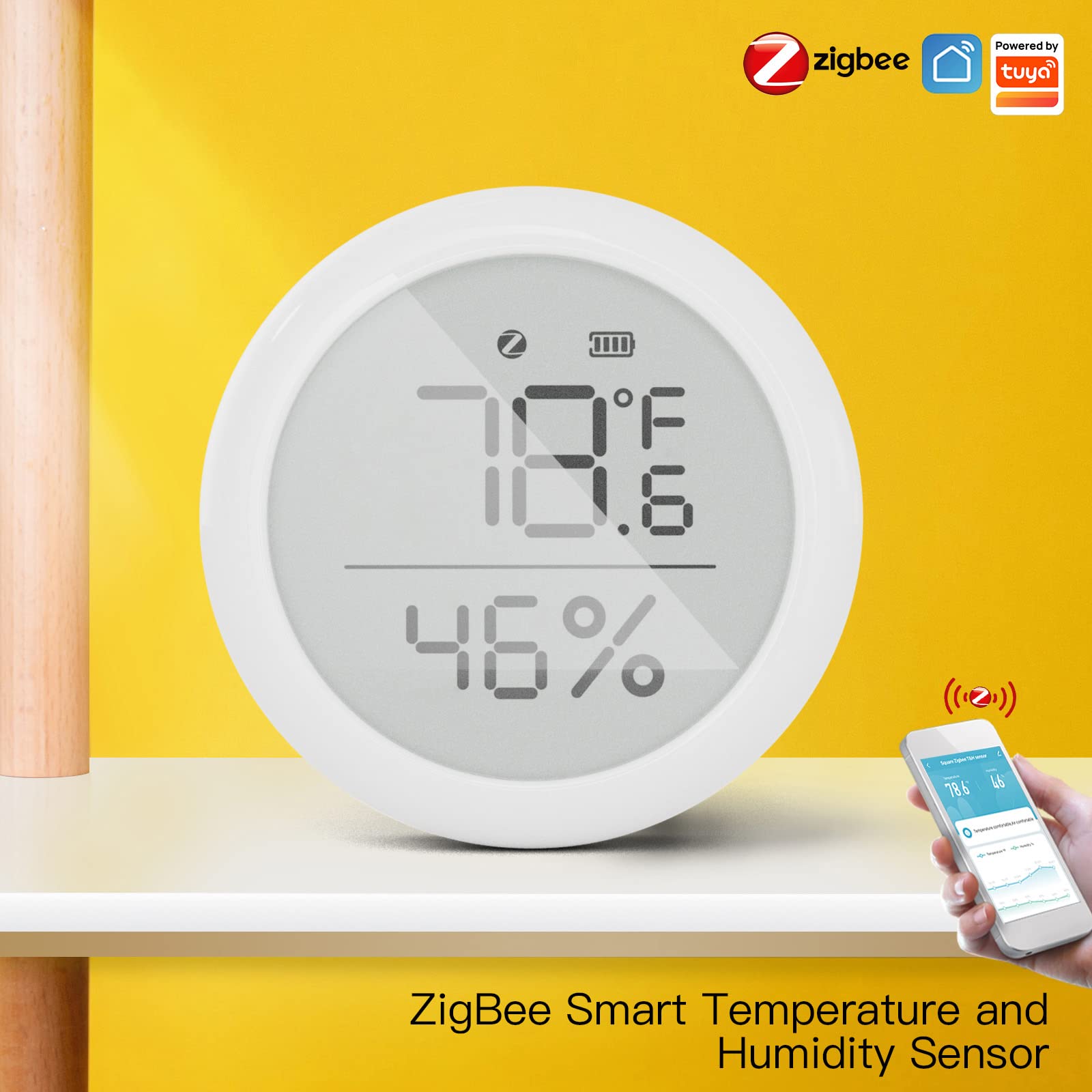Lot de 2 capteurs de température et d'humidité pour thermomètre hygromètre intelligent Zigbee - Contrôle par application