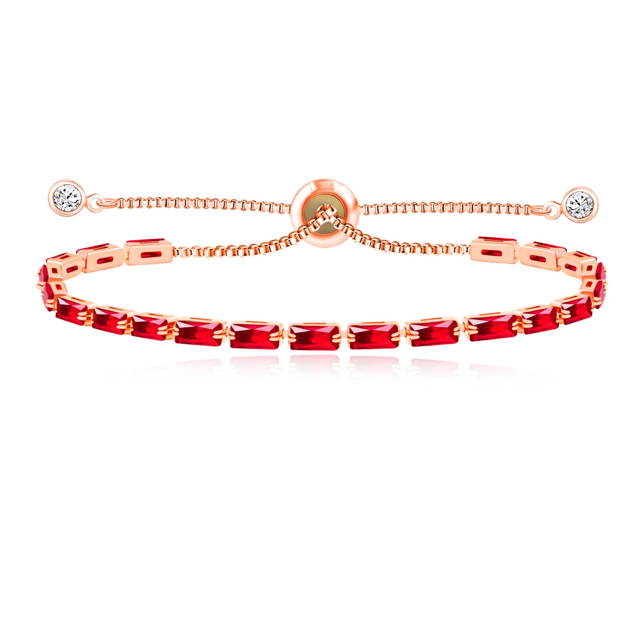Tobestu Womens Rose Gold Plated Adjustable Bolo Tennis Bracelet with Rectangular Cut Zircon Inlay Ideal for Daily Wear YA5121