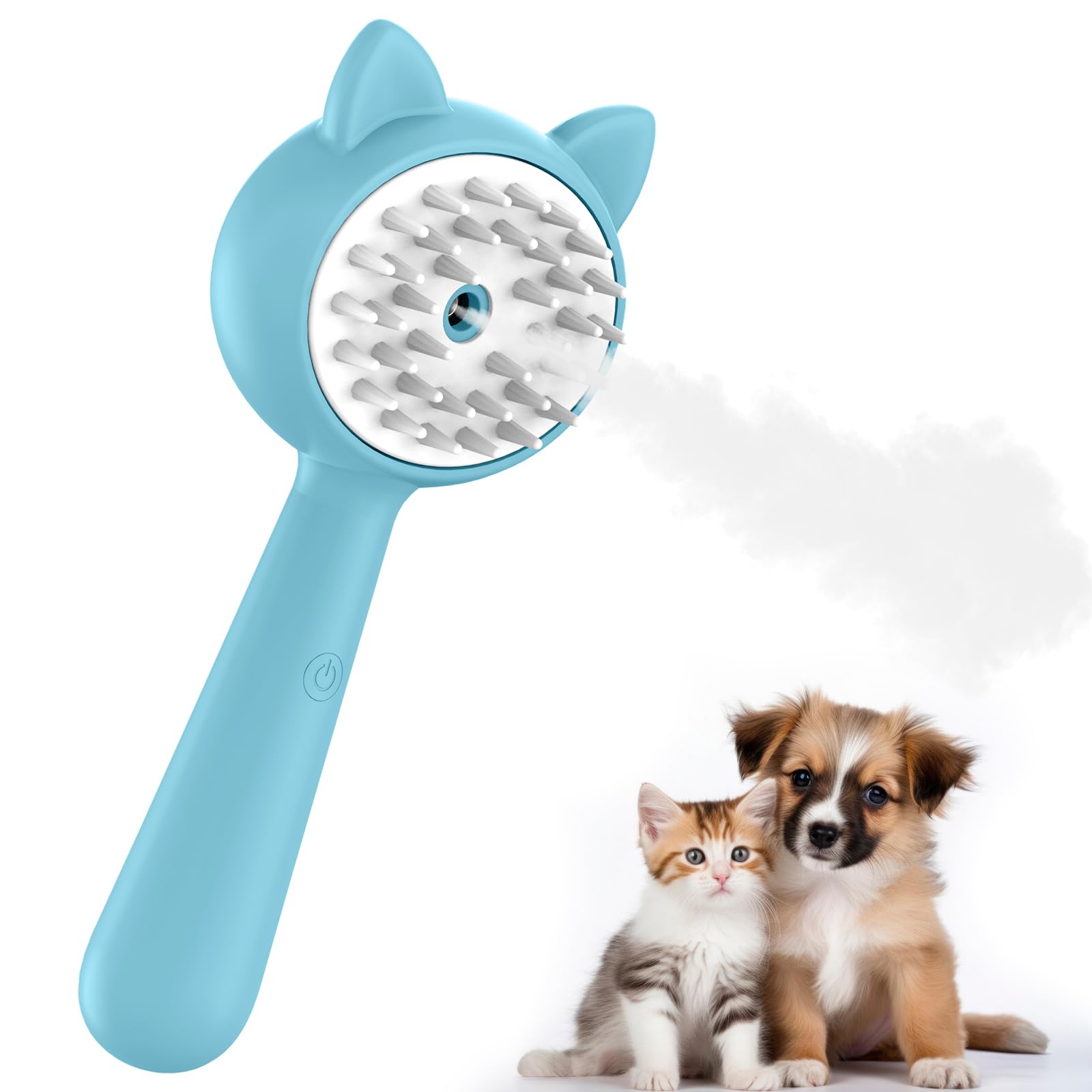Osinaga Cepillo para Gatos Spray Peine Quita Pelo para Mascotas, 3 en 1 Cepillo Limpiador a Vapor para Gatos, Cepillo Masajeador de Silicona, Cepillo Limpiador de Pelo para Gatos y Perros (Blue)