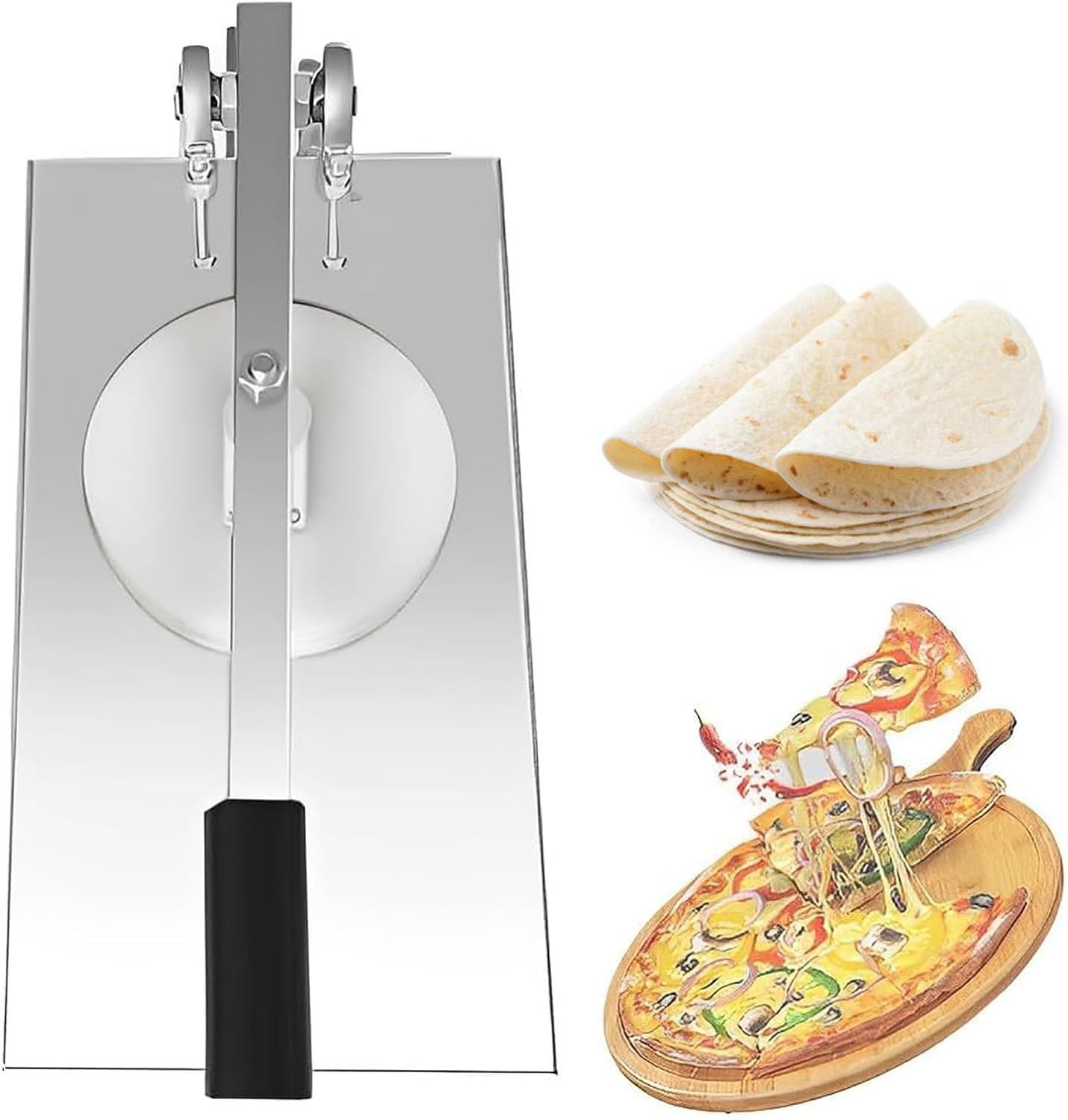Pressa per Pasta per Pizza, Pressa per Pizza Manuale, Pressa per Pizza in Acciaio Inossidabile, Sfogliatrice per Pasta, Pizzaiolo, Pressa per Pasta per Pizza 18cm
