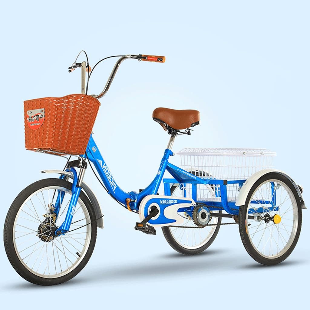 Adult Tricycle Trike Bike Bicycle 20inch Tricycle with Shopping Basket 3-Wheel Bicycle for Shopping W/Installation Tools Three-Wheeled Bicycle for Men & Women Picnic