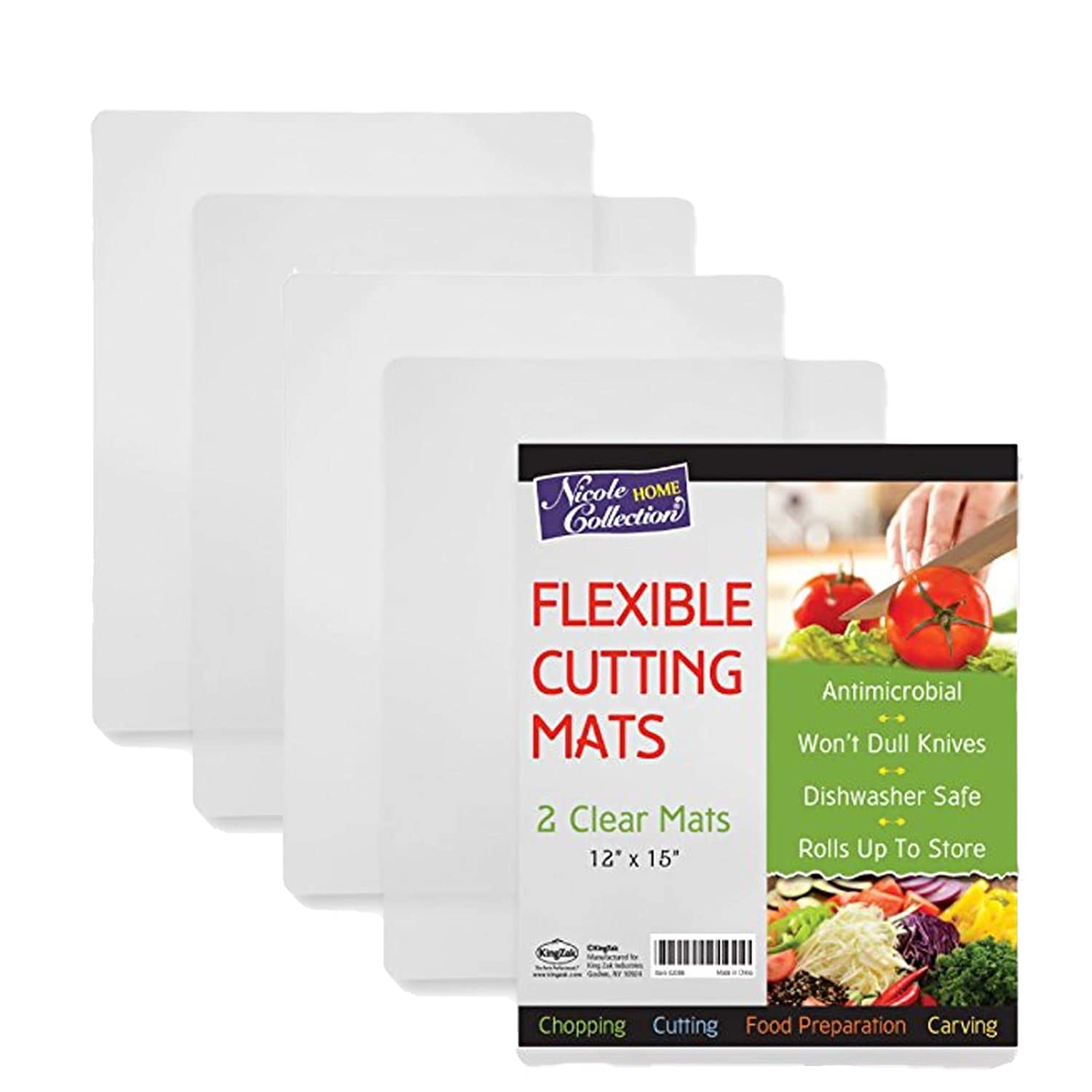 Flexible Plastic Cutting Board Mats set, Clear Kitchen Cutting Board Set of 4 Clear Mats