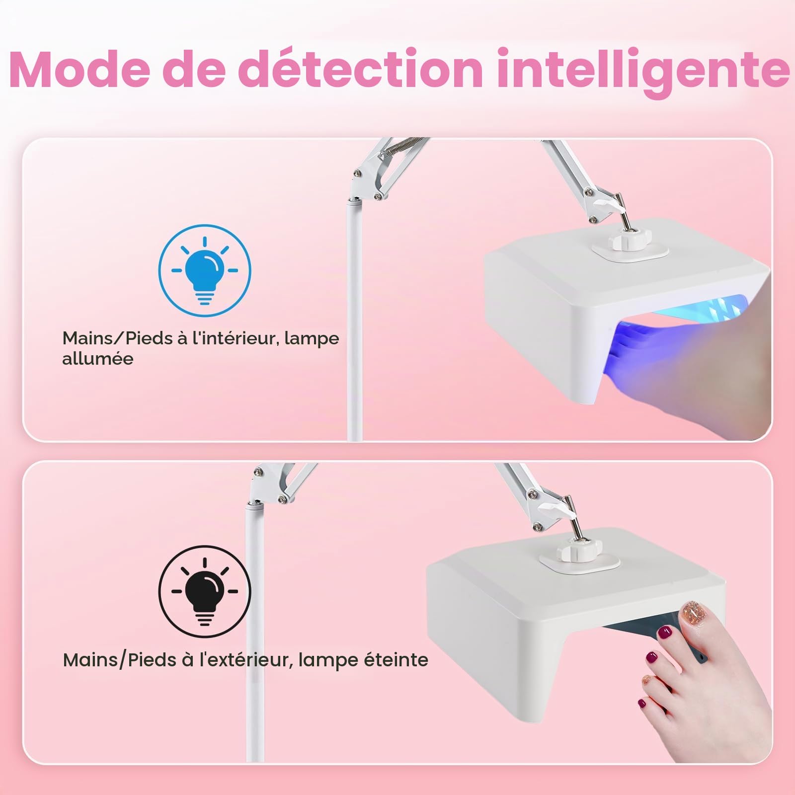 Lampe UV pour pieds 78 W sans fil Lampe de pédicure suspendue Lampe à ongles LED sur bras