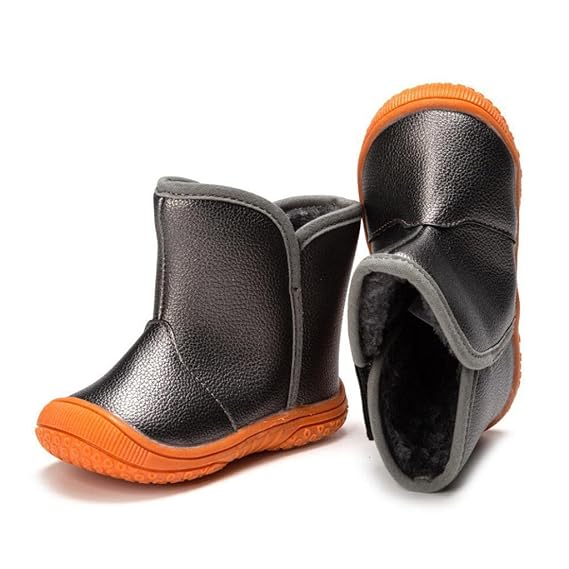 KATOCH Baby PU Leather Rubber Soles Warm Snow Boots Grey (for 18-21Months)