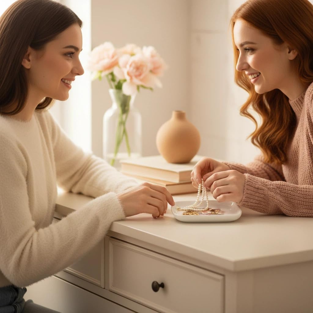 Crisky Best Friend Birthday Gifts for Women, Friendship Gifts for Women, Trinket Ring Dish Jewelry Tray for Friend Her Sisters Besties Long Distance Graduation Gift Ideas, Square - Image 7