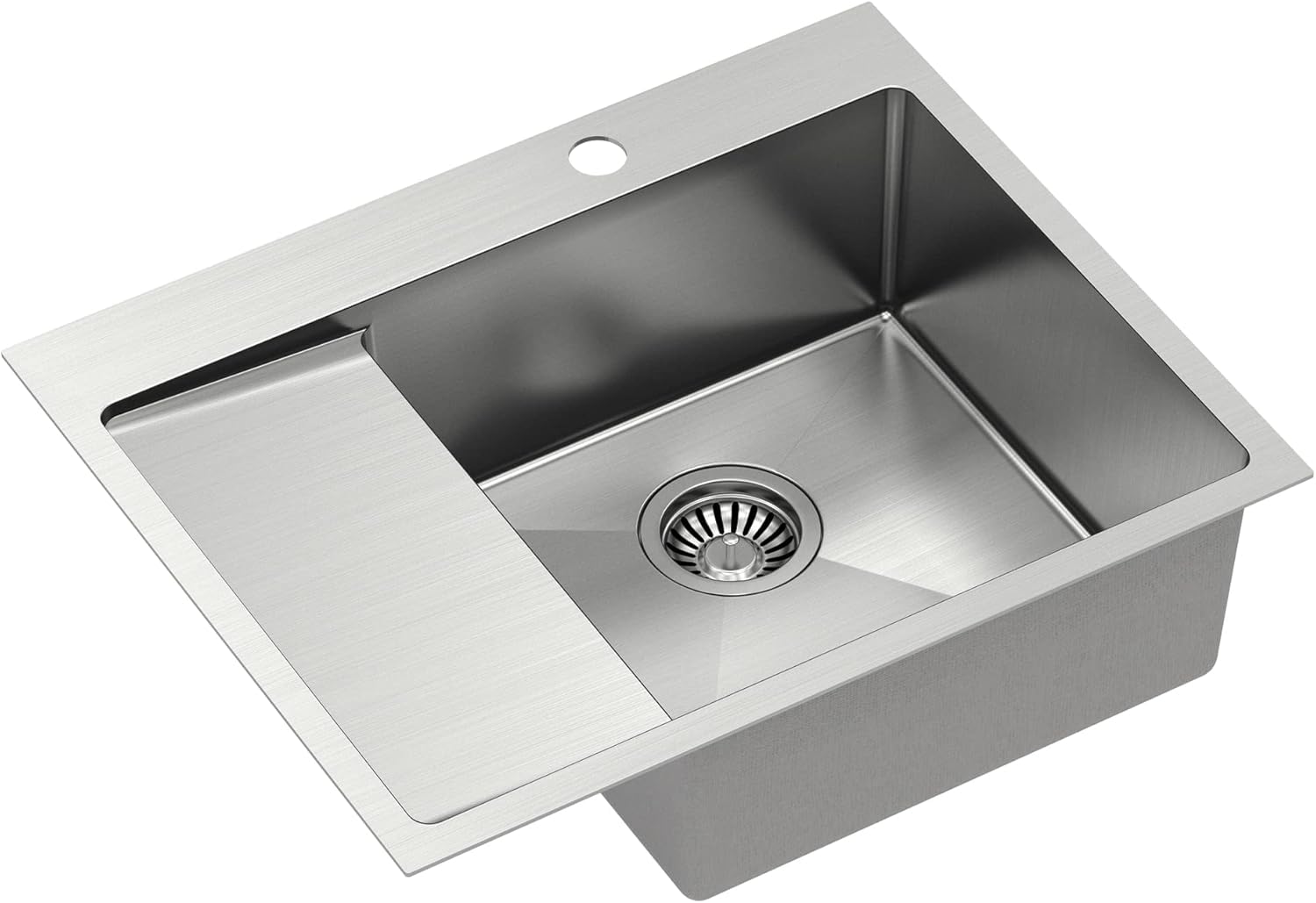 QUADRON Spülbecken Edelstahlspüle | Größe 62 x 48 x 20 cm Farbe: Silber | Einbeckenspüle RUSSEL 116 Einzelbecken Küchenspüle mit Stahlkammer Edelstahl Stahlspüle | mit Siphon und Schraubverschluss