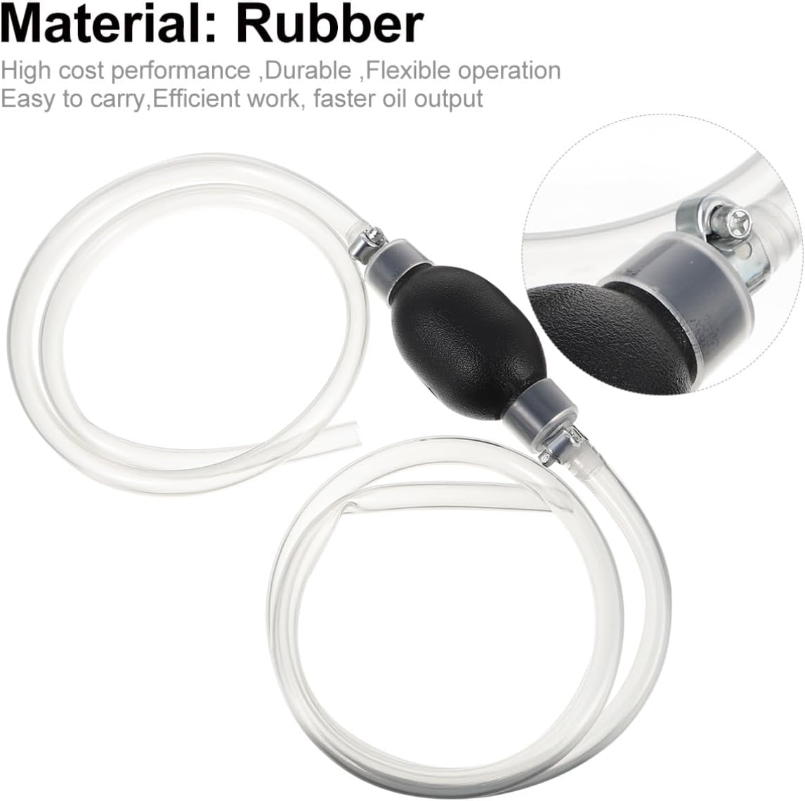 SOLUSTRE Hand Siphon Pump for Fuel Transfer Manual Hose Transfer Pump with Corrosion-resistant Rubber Hose for Automotive Gasoline