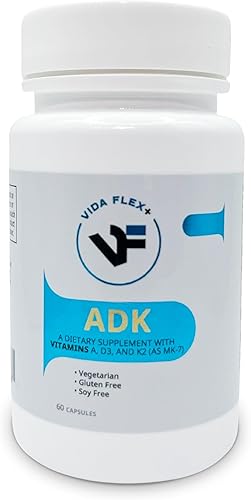 ADK - Suplemento dietético para apoyar la estructura ósea, la salud del corazón y la función inmunológica - con vitamina A, vitamina D3 5,000 UI y