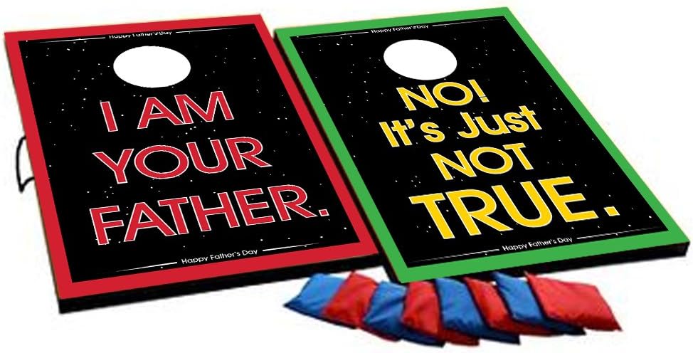 VictoryStore Cornhole Games - Happy Father's Day Cornhole Game - I Am Your Father Bag Toss Game - 8 Bags Included - Wooden Boards