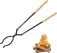 USENIOR 42" Heavy Duty Firewood Tongs - Adjustable 30-42" Serrated Log Grabber for Fire Pits, Fireplaces, Campfires