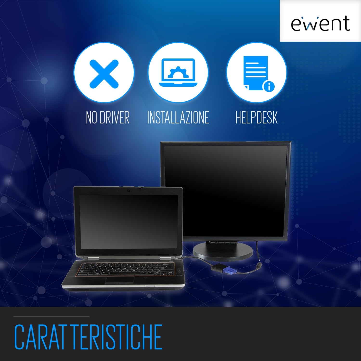 Ewent EW9864 - Convertitore HDMI a VGA (maschio a femmina) adattatore per computer, desktop, laptop, PC, monitor, proiettore, HDTV, Chromebook, Raspberry Pi, Roku, Xbox e altro-Nero