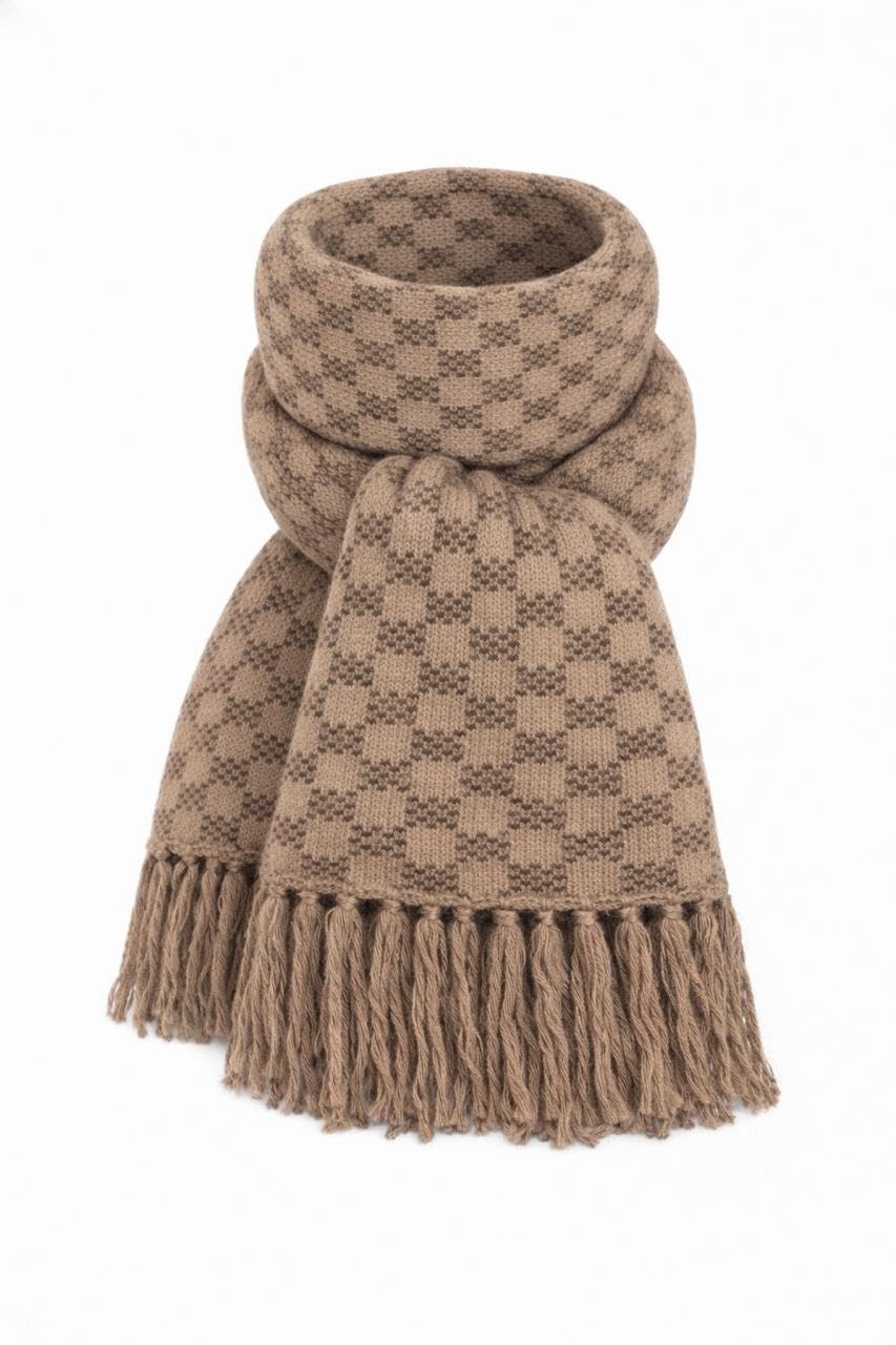 Premium Checkered Winter Muffler Scarf for Men & Women | Soft Warm Acrylic Wool | Stylish Tassel Design | Unisex Cold Weather Wrap-picture-33