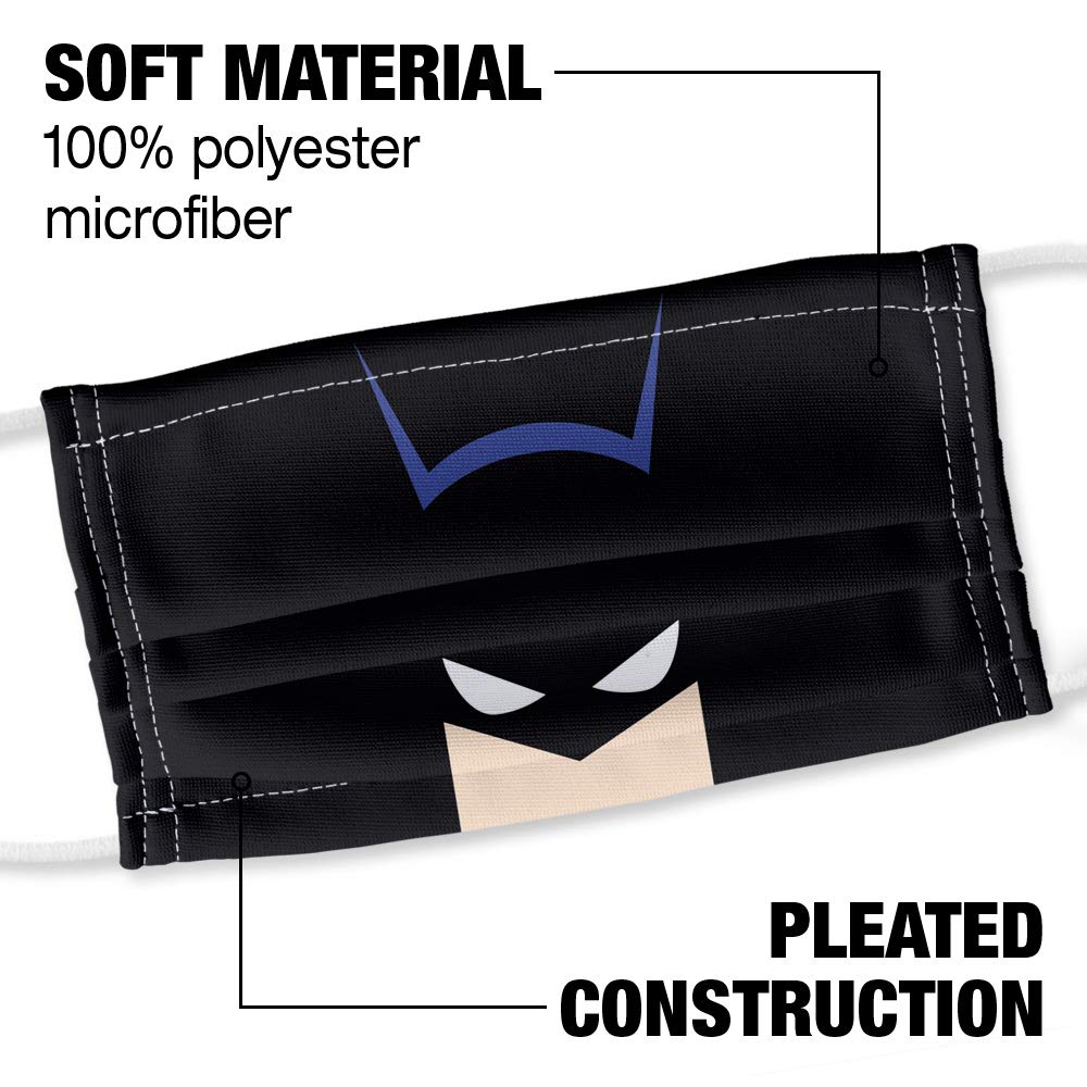 Popfunk Batman Bat Head 1-Ply Reusable Face Mask Covering with Adjustable Nose Wire, Unisex