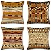 Lot de 4 housses de coussin décoratives - Motif fleurs ethnique africain ancien - En coton et lin mélangé - 45 cm x 45 cm - Durables - Pour la maison - Modèle 53